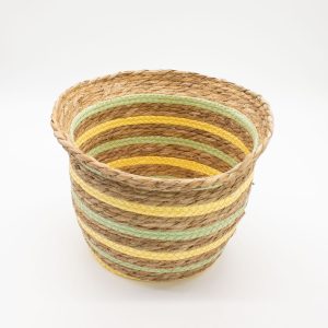 Seagrass & Straw Vase Shaped Baskets - Natural Yellow & Green - Set of 3
