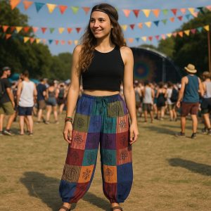 Nomad Sari - Mushroom Pants - Block Print Designs - Purple Tones (105x127cm) S/M