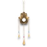 Indian Chimes - Hamsa Sm Mirror 3 Bells - 14x55cm